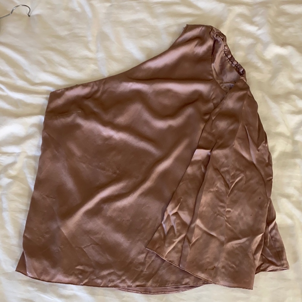 Parker Satin One shoulder top with buttons